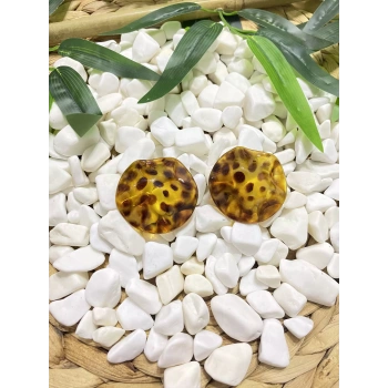 KAHVERENGİ LEOPAR DETAYLI KÜPE