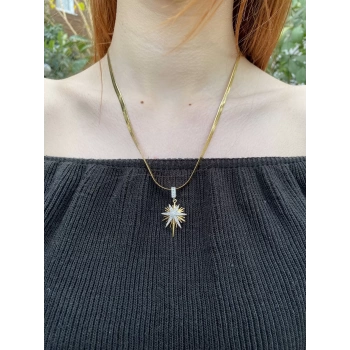 ÇELİK İTALYAN KUTUP YILDIZI FİGÜRLÜ KOLYE (40+5cm)