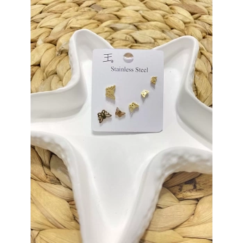 ÇELİK 6LI KELEBEK FİGÜRLÜ  KÜPE