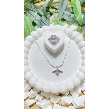 ÇELİK SİLVER PEMBE KALP AYARLANABİLİR YÜZÜK