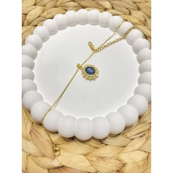 ÇELİK MAVİ TAŞ DETAYLI BİLEKLİK