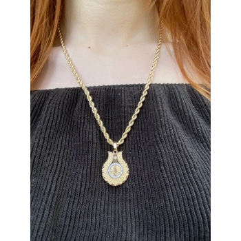 ÇELİK ALTIN RENK TUĞRA FİGÜRLÜ KOLYE