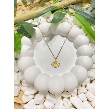 ÇELİK MİNİ YELPAZE FİGÜRLÜ KOLYE