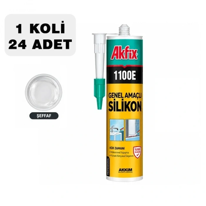 Akfix Genel Amaçlı Silikon 280g, Şeffaf, 1 Koli 24 Adet