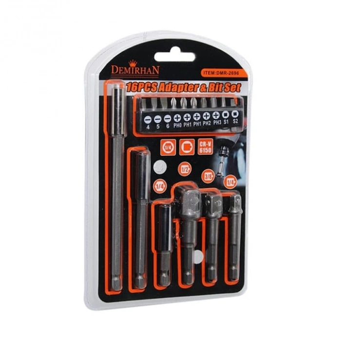 Demirhan 16Pcs Adapter & Bits Uç