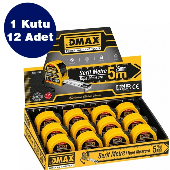 Dmax Prof Şerit Metre 5mt*25mm, 12 Adet, 1 Koli