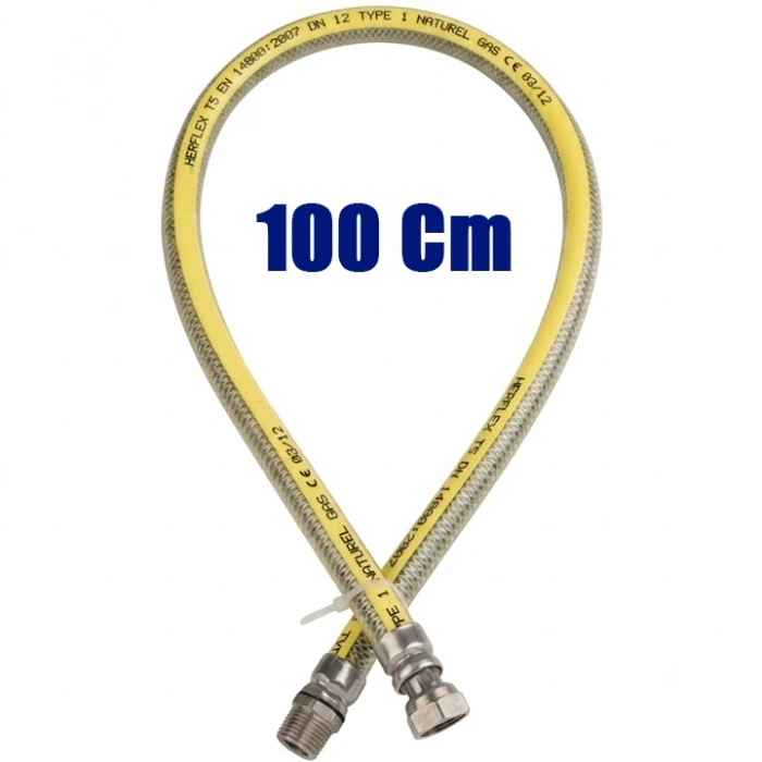 Doğalgaz Flex Bağlantı Hortumu Gaz Flexi Soba Fırın Ocak 100 Cm