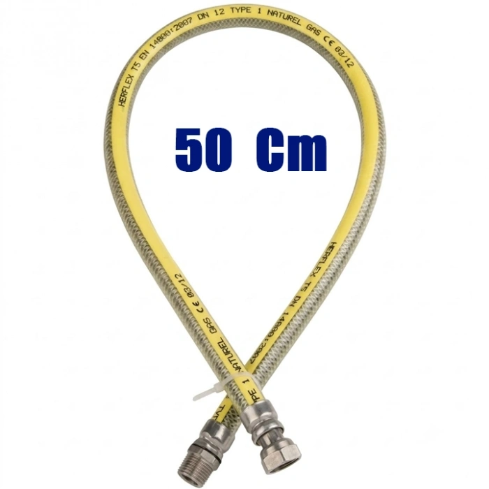 Doğalgaz Flex Bağlantı Hortumu Gaz Flexi Soba Fırın Ocak 50 Cm