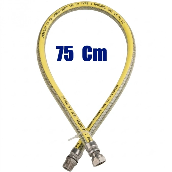 Doğalgaz Flex Bağlantı Hortumu Gaz Flexi Soba Fırın Ocak 75 Cm