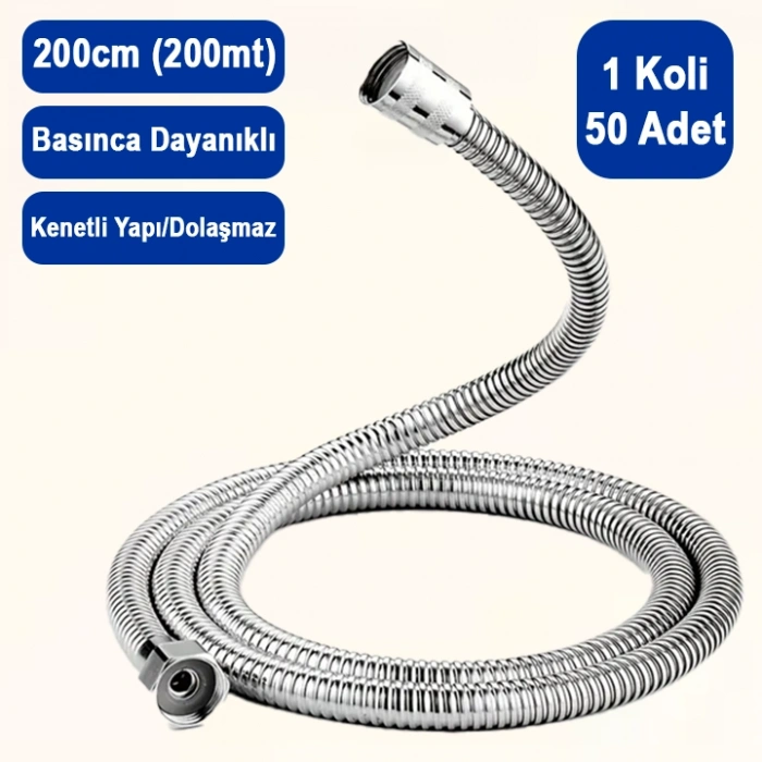 Duş Hortumu 200cm, 2mt, Basınca Dayanıklı, 50 Adet