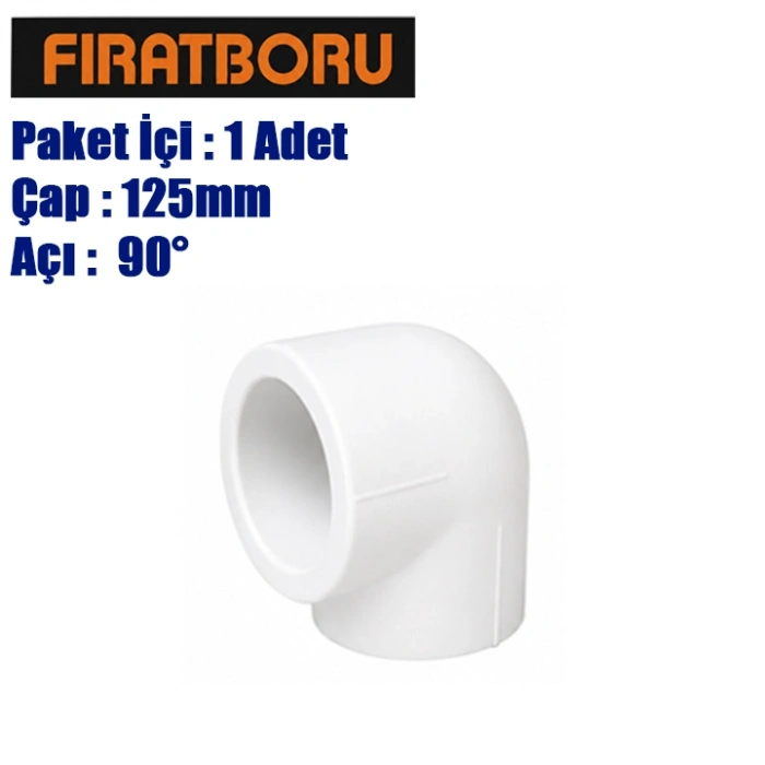FIRAT Dirsek 125*90, PPRC 125*90° Dirsek, 1 Adet, 7B11000125