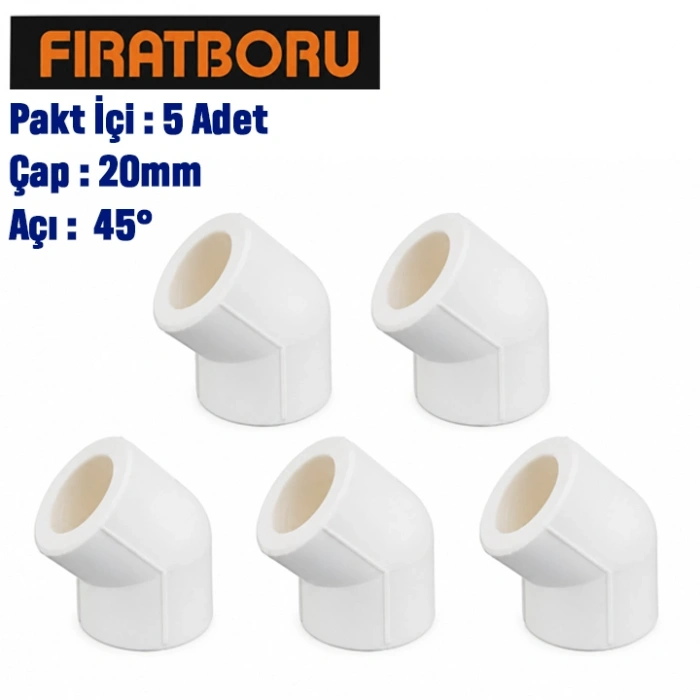 FIRAT Dirsek 20*45, PPRC 20*45° Dirsek, 5 Adet, 7B00023020