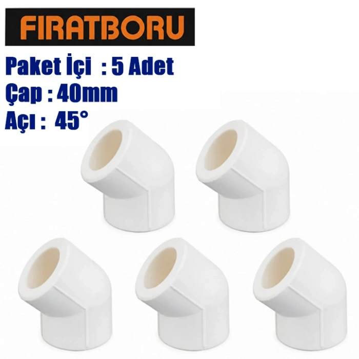 FIRAT Dirsek 40*45, PPRC 40*45° Dirsek, 5 Adet, 7B11001040