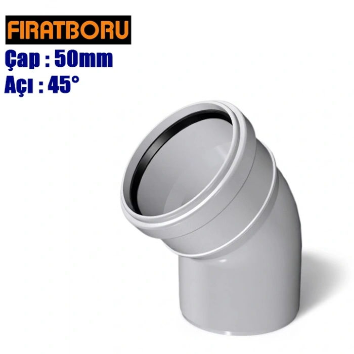 FIRAT PVC 50x45 Açık Dirsek, PVC Açık Dirsek, 1 Adet