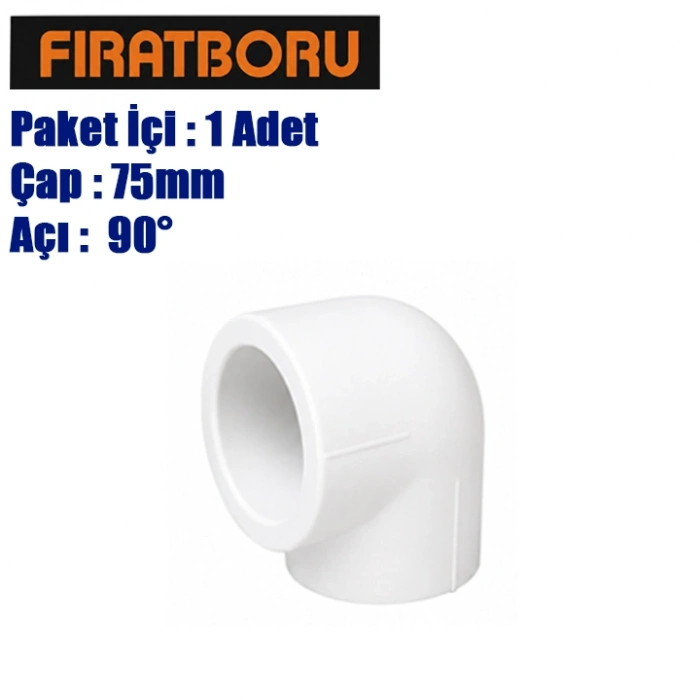 FIRAT Dirsek 75*90, PPRC 75*90° Dirsek, 1 Adet, 7B11000075