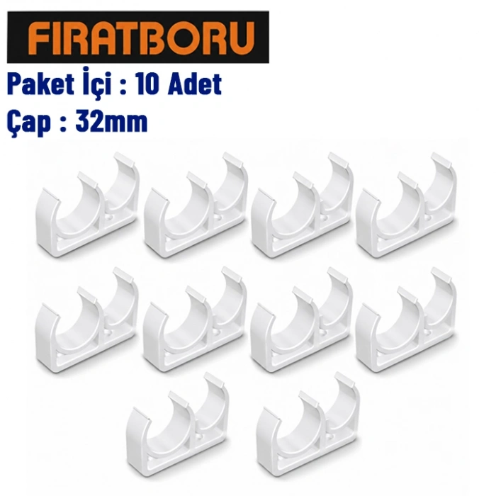 FIRAT Çiftli Boru Kelepçesi 32mm, 10 Adet, 7B33000034