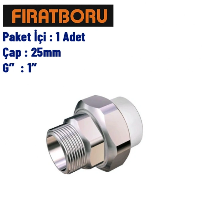 FIRAT Dış Dişli Oynar Başlıklı Rakor 25mm, 1, 1 Adet, 7B66025254