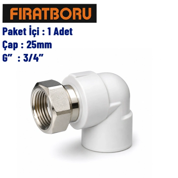FIRAT Döner Başlı Dirsek (90°) 25mm, 3/4, 1 Adet,