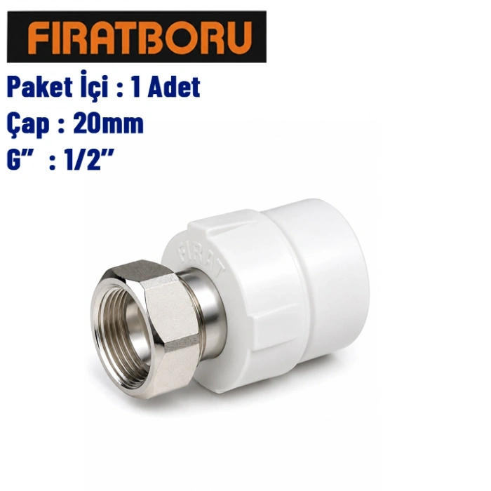 FIRAT Döner Başlı Rakor 20mm , 1/2, 1 Adet, 7B75020127