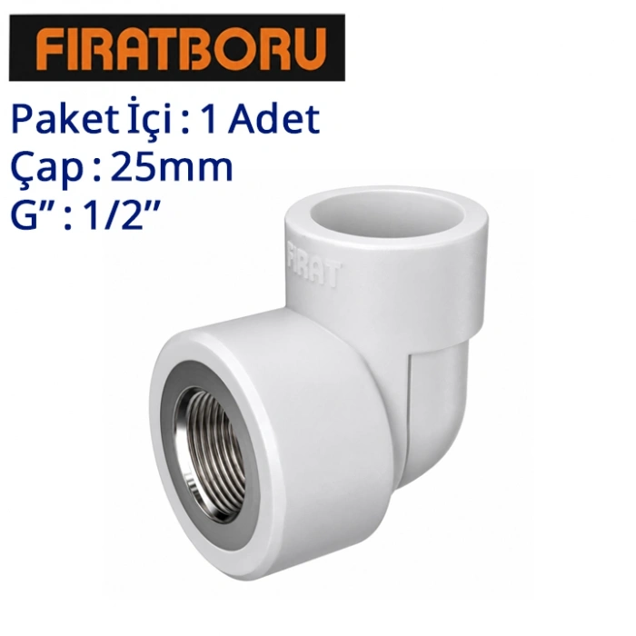 FIRAT İç Dişli Dirsek, 25mm, 1/2, 1 Adet, 7B72025127