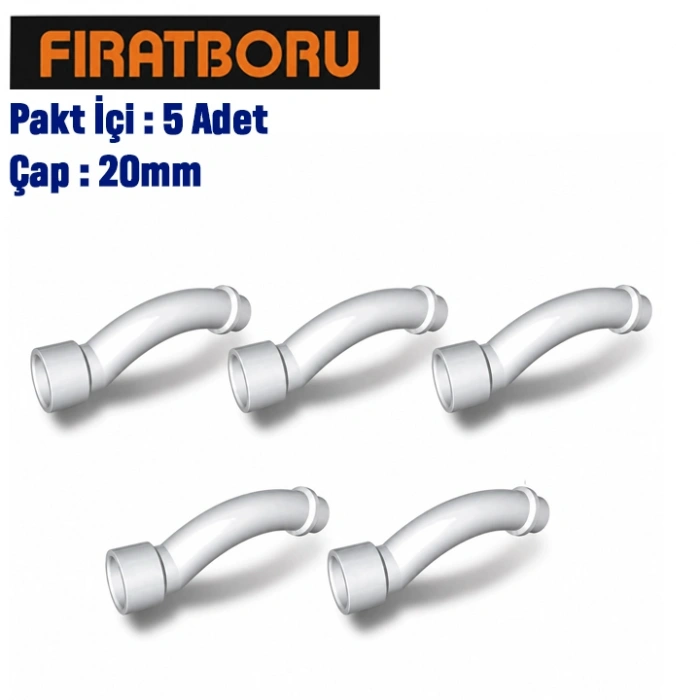FIRAT Manşonlu Yarım Kavis 20mm, 5 Adet, 7B00140020