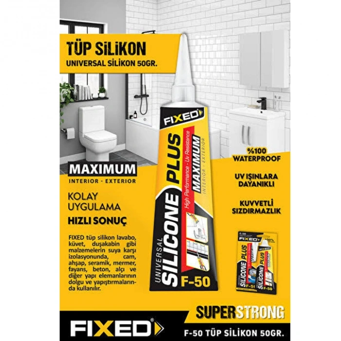 FIXED F50 Genel Çok Amaçlı 50g, Tüp Silikon Yapıştırıcı Şeffaf
