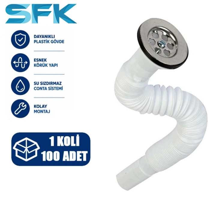 SFK Kısa Körüklü Lavabo Sifonu, 100 Adet