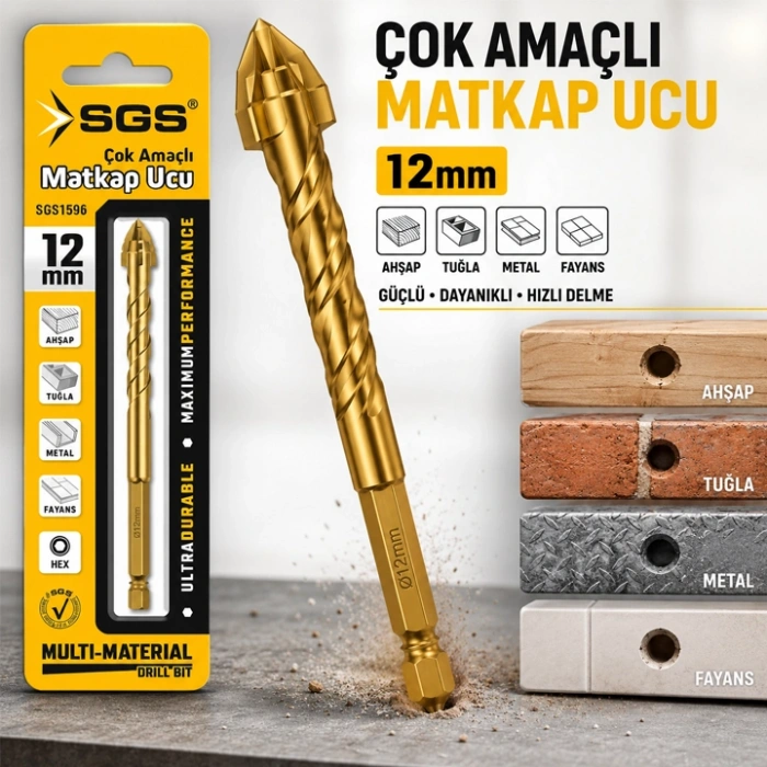 SGS Çok Amaçlı Matkap Ucu, 12mm, Hex