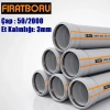 FIRAT 50/2000mm Dublex PVC Atık Su Borusu, 3mm Et Kalınlığı, 1 Adet