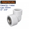 FIRAT İç Dişli Dirsek, 32mm, 3/4, 1 Adet, 7B72032191