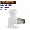 FIRAT PP Köşe Radyatör Vana 20mm, 1/2, 1 Adet, 7B91020127