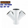 FIRAT PVC Çift Çatal 110/75mm 45°-45°, PVC Çift Çatal 45°-45°, 1 Adet