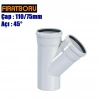 FIRAT PVC Tek Çatal 110/75mm 45°, PVC Tek Çatal 45°, 1 Adet