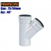 FIRAT PVC Tek Çatal 75/50mm 45°, PVC Tek Çatal 45°, 1 Adet