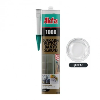 Akfix 100D Duş Kabini Mutfak Banyo Silikonu 280ml, Şeffaf