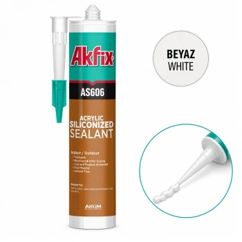 Akfix AS606 Silikonize Mastik, Beyaz Renk, 500g