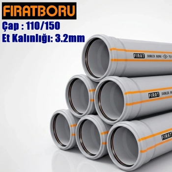 FIRAT 110/150mm Dublex PVC Atık Su Borusu, 3.2mm Et Kalınlığı, 1 Adet