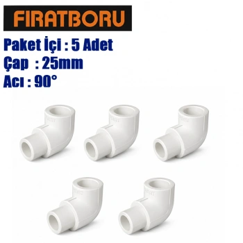 FIRAT Kuyruklu Dirsek 25*90, PPRC 25*90° Kuyruklu Dirsek, 5 Adet, 7B11002020