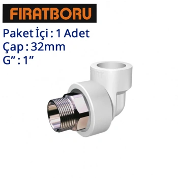 FIRAT Dış Dişli Dirsek (Altı Köşe) 32mm, 1, 1 Adet, 7B73032254