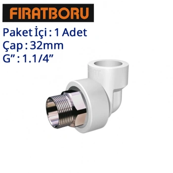 FIRAT Dış Dişli Dirsek (Altı Köşe) 32mm, 1.1/4”, 1 Adet, 7B73040318
