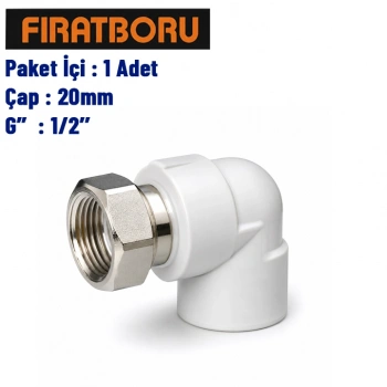 FIRAT Döner Başlı Dirsek (90°) 20mm, 1/2, 1 Adet, 7B77020127