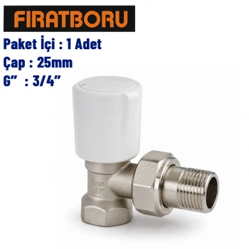 FIRAT PP Düz Radyatör Vana 25mm, 3/4, 1 Adet, 7B92025191