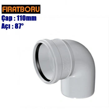 FIRAT PVC Kapalı Dirsek 110x87, PVC Dirsek 87° Kapalı, 1 Adet