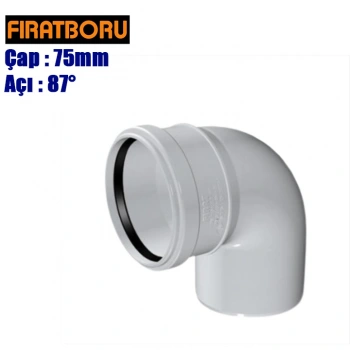 FIRAT PVC Kapalı Dirsek 75x87, PVC Dirsek 87° Kapalı, 1 Adet