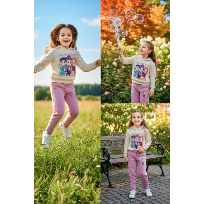 3 İplik Huntrix Kız Çocuk Eşofman Takım