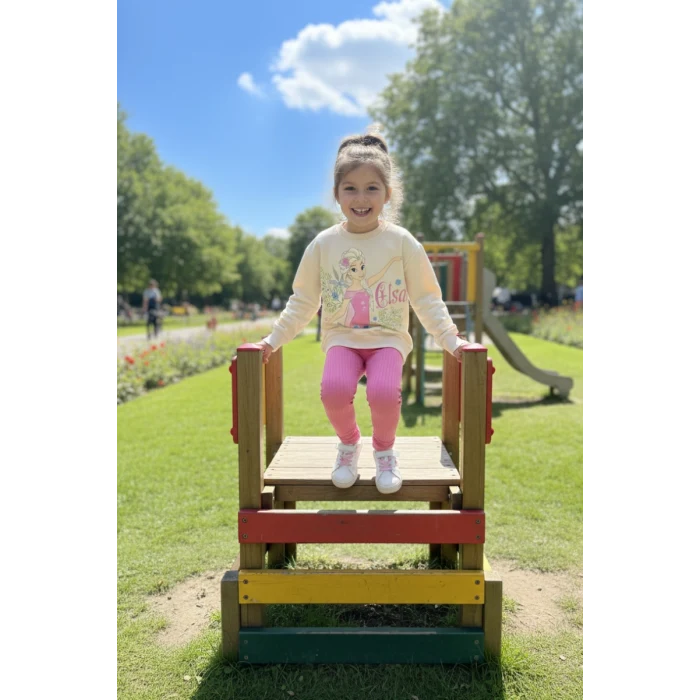 Elsa Desenli Mevsimlik Pembe Renk Taytlı Takım