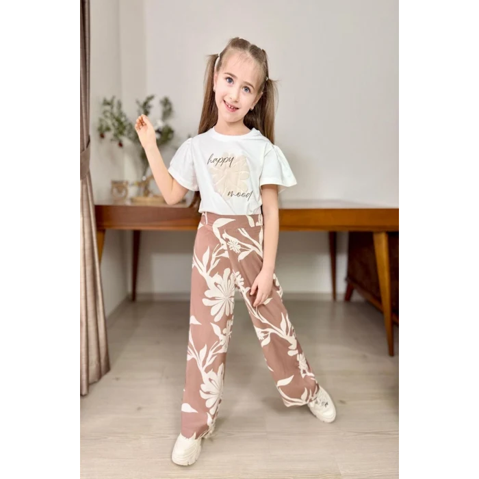 Papatya Desen Bol Paça Pantolonlu Kız Çocuk Takım