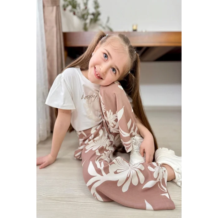 Papatya Desen Bol Paça Pantolonlu Kız Çocuk Takım