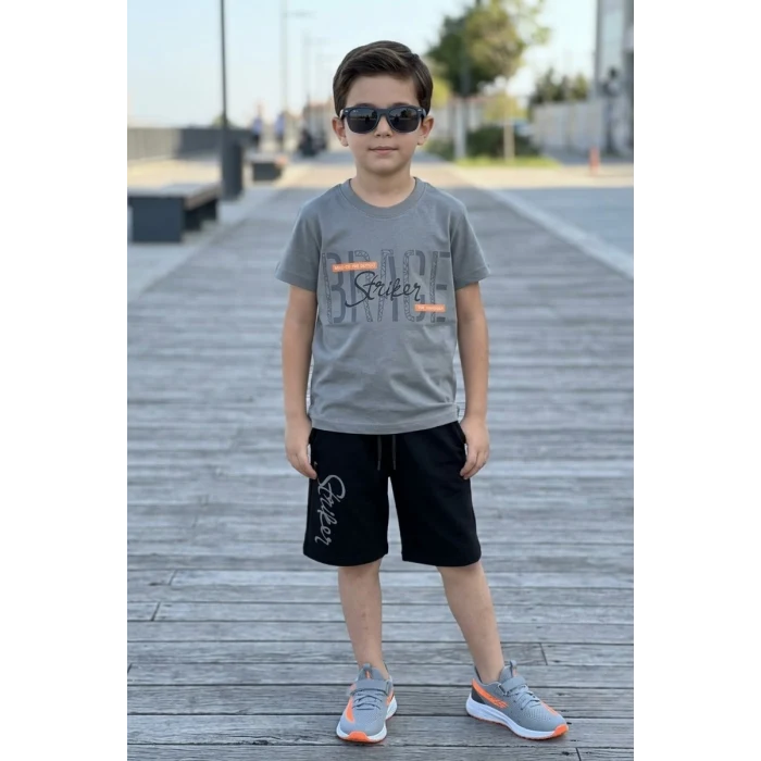 Brage Striker Yazı Desenli Erkek Çocuk Şortlu Takım