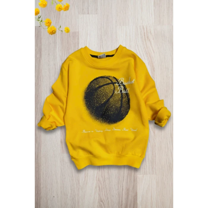 Basketball Yazı Desenli Sarı Renk Erkek Çocuk Eşofman Takımı
